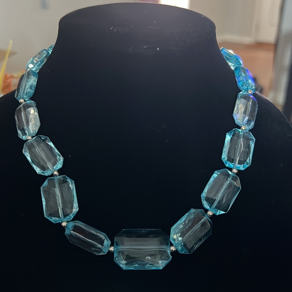 Clear blue necklace